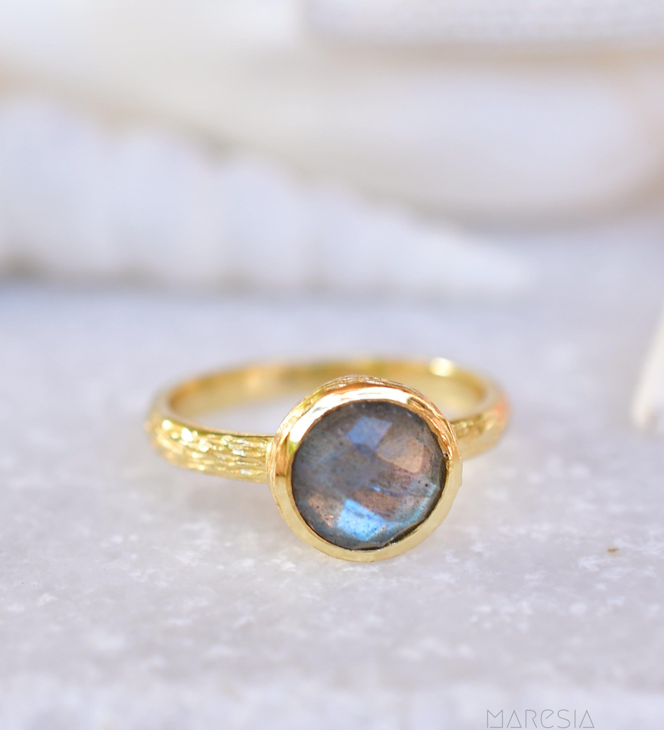 Renata Rainbow Labradorite Ring ~ 18k Gold Plated ~ SMR122 - Maresia Jewelry