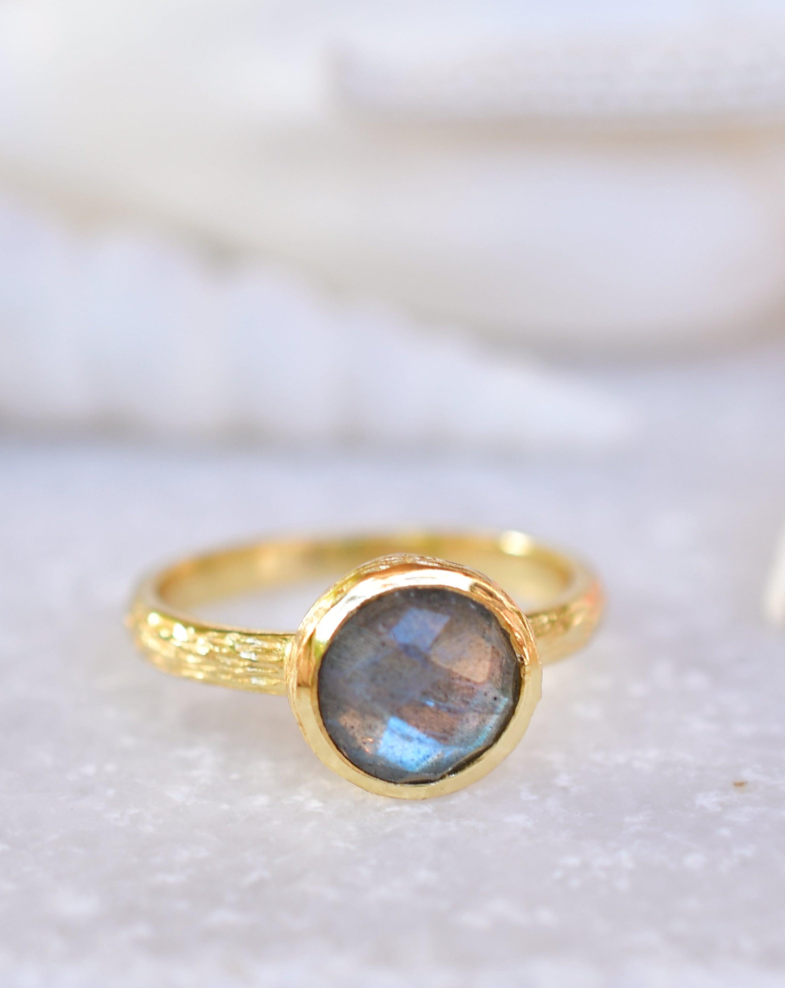 Renata Rainbow Labradorite Ring ~ 18k Gold Plated ~ SMR122 - Maresia Jewelry