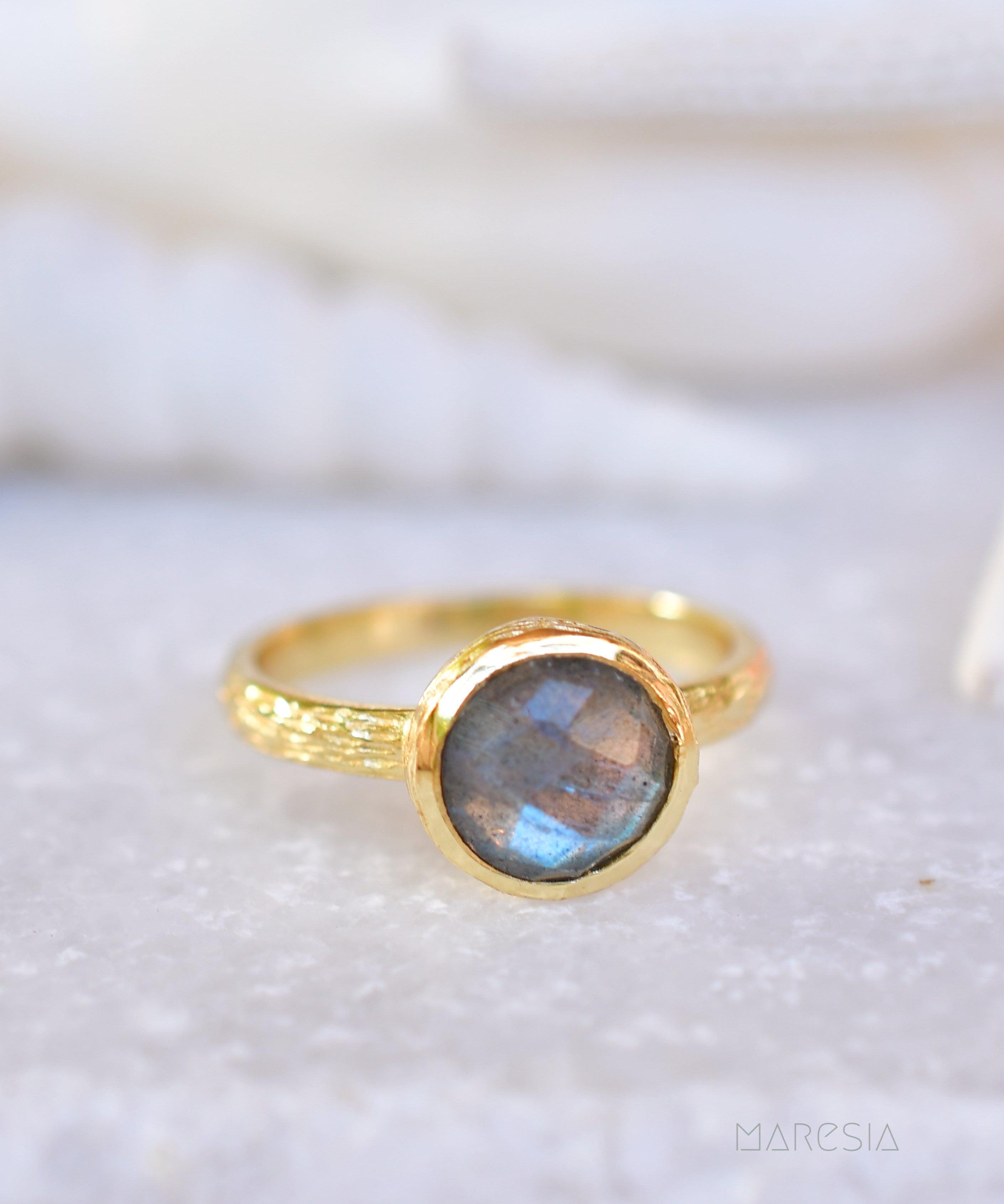 Renata Rainbow Labradorite Ring ~ 18k Gold Plated ~ SMR122 - Maresia Jewelry