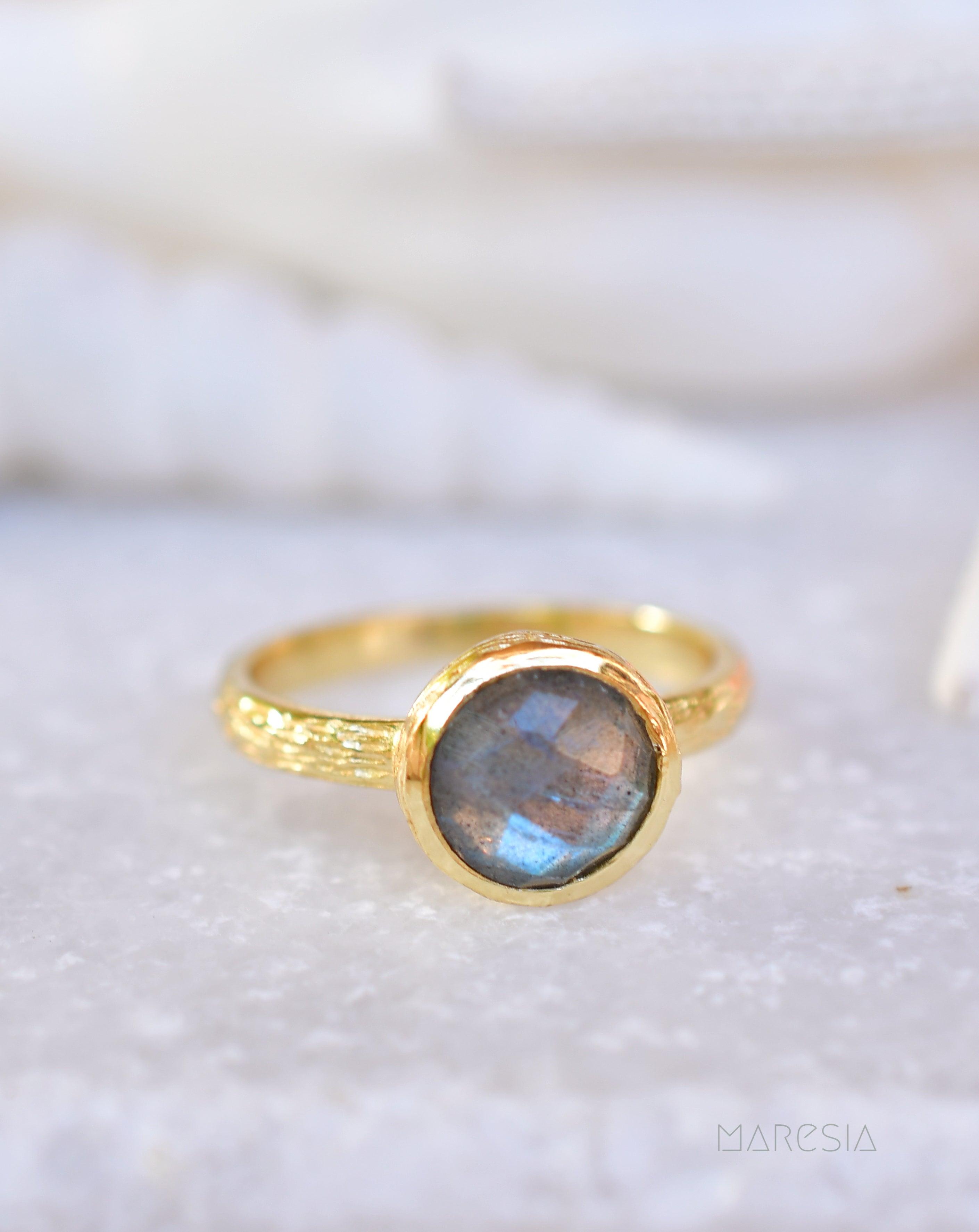 Renata Rainbow Labradorite Ring ~ 18k Gold Plated ~ SMR122 - Maresia Jewelry