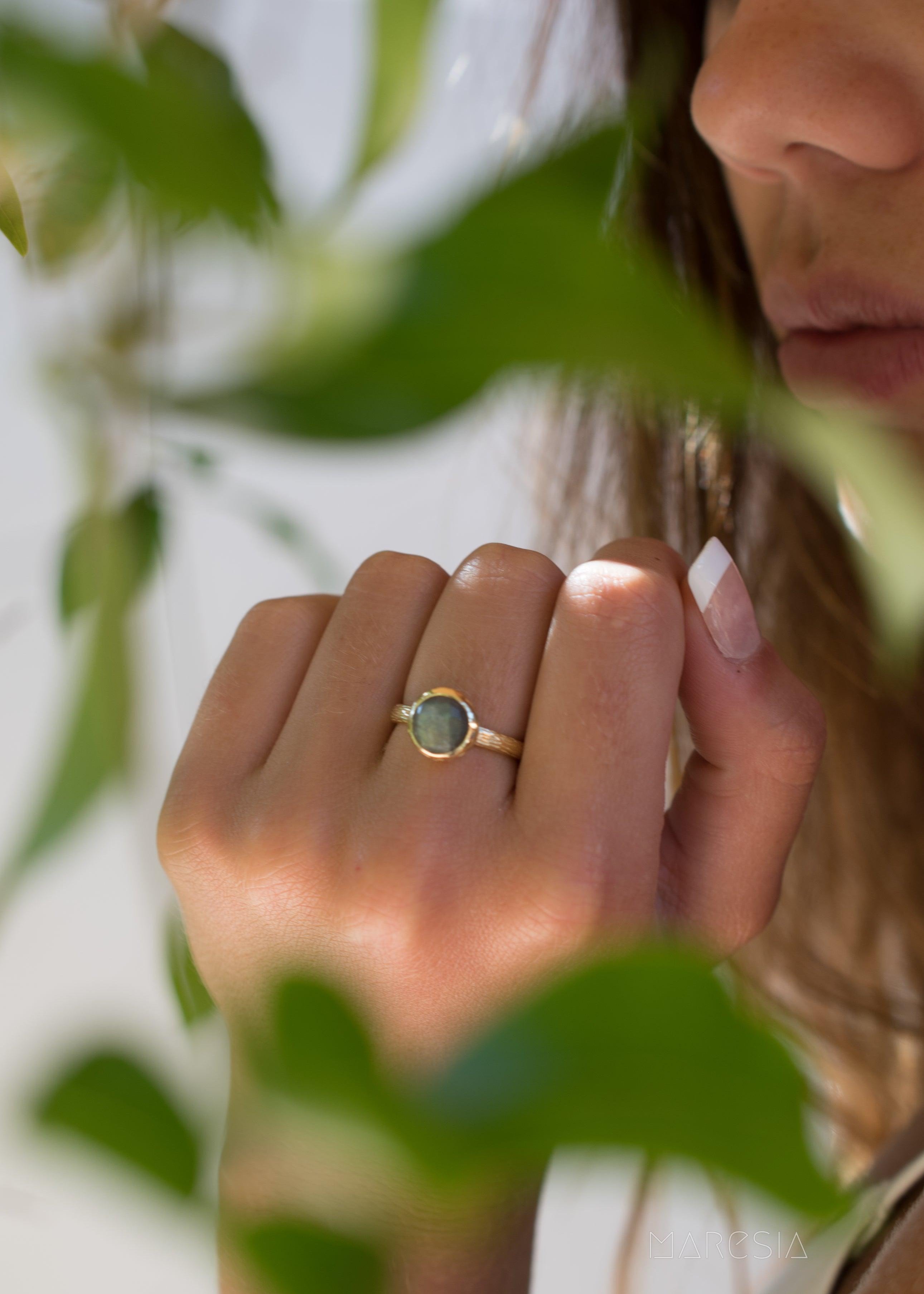 Rainbow Labradorite Ring ~ 18k Gold Plated ~ - Maresia Jewelry