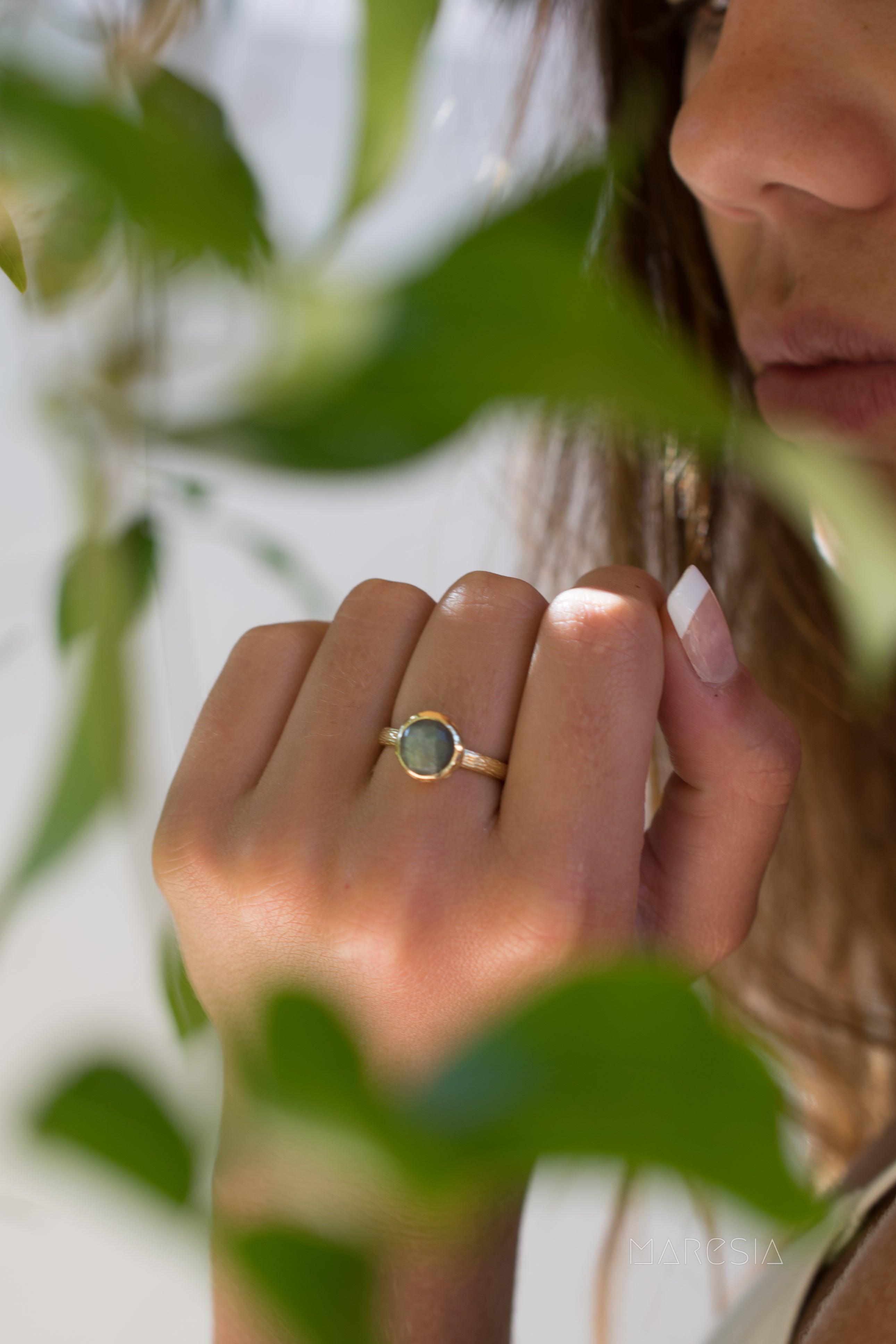 Rainbow Labradorite Ring ~ 18k Gold Plated ~ - Maresia Jewelry