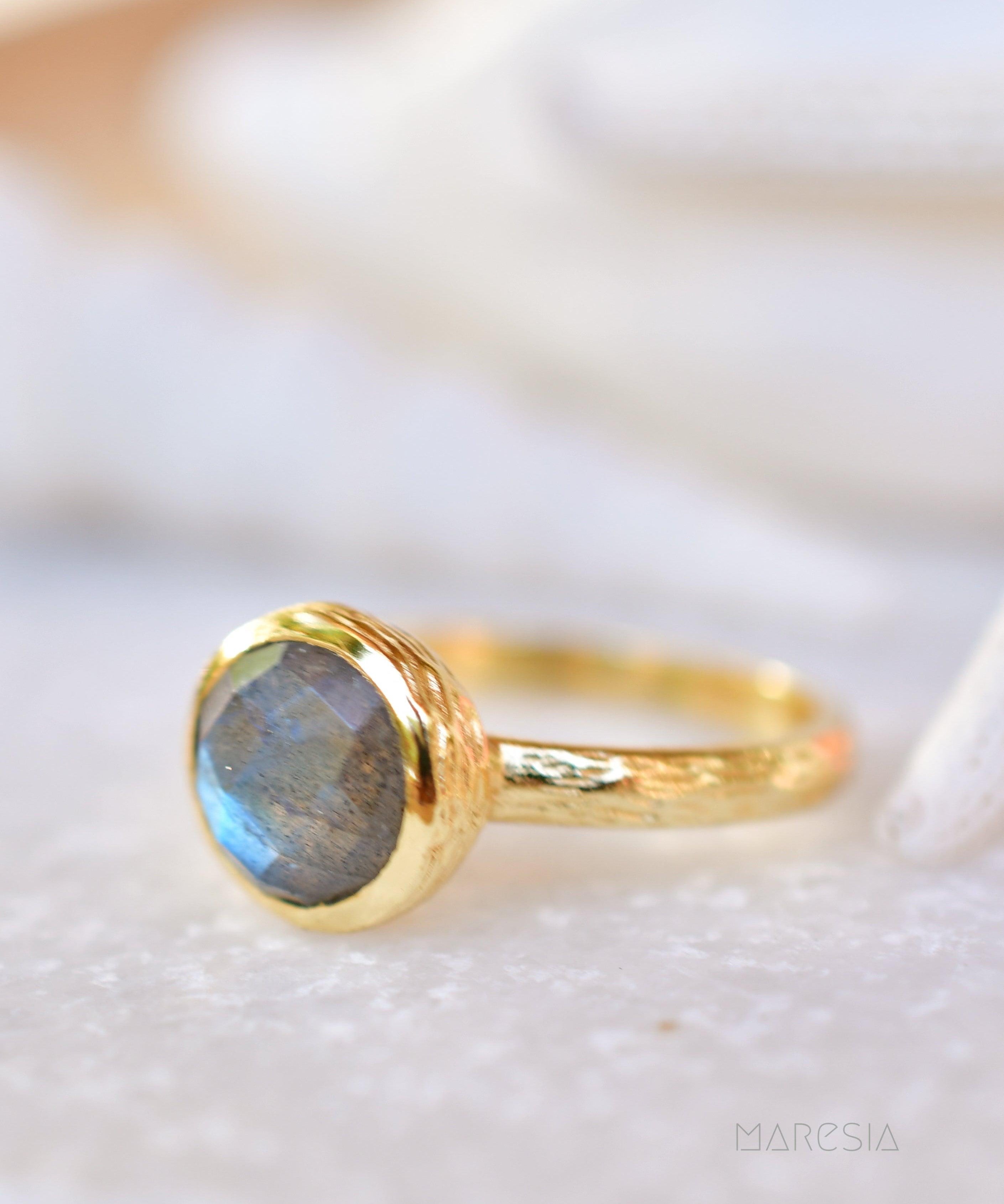 Renata Rainbow Labradorite Ring ~ 18k Gold Plated ~ SMR122 - Maresia Jewelry