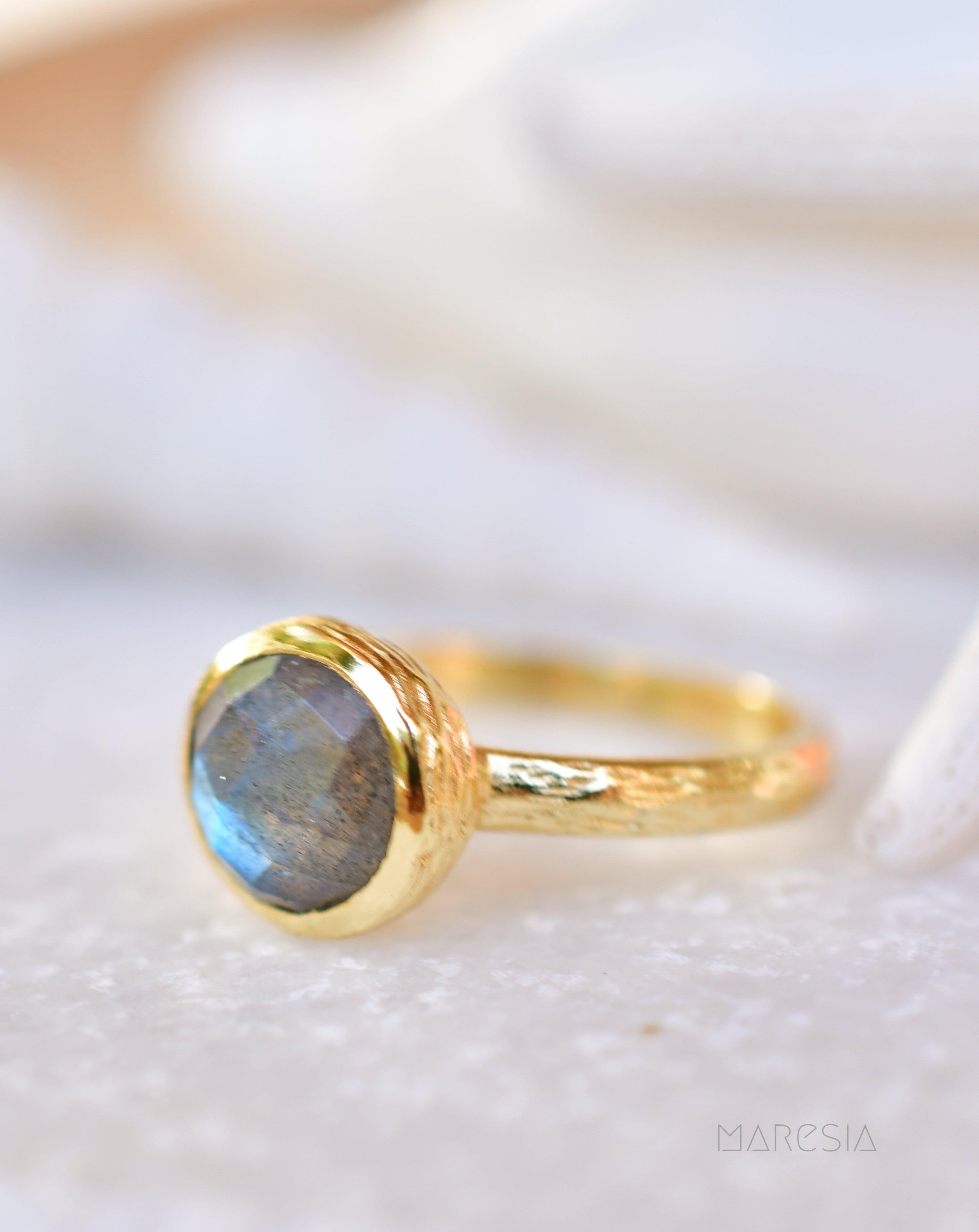 Renata Rainbow Labradorite Ring ~ 18k Gold Plated ~ SMR122 - Maresia Jewelry