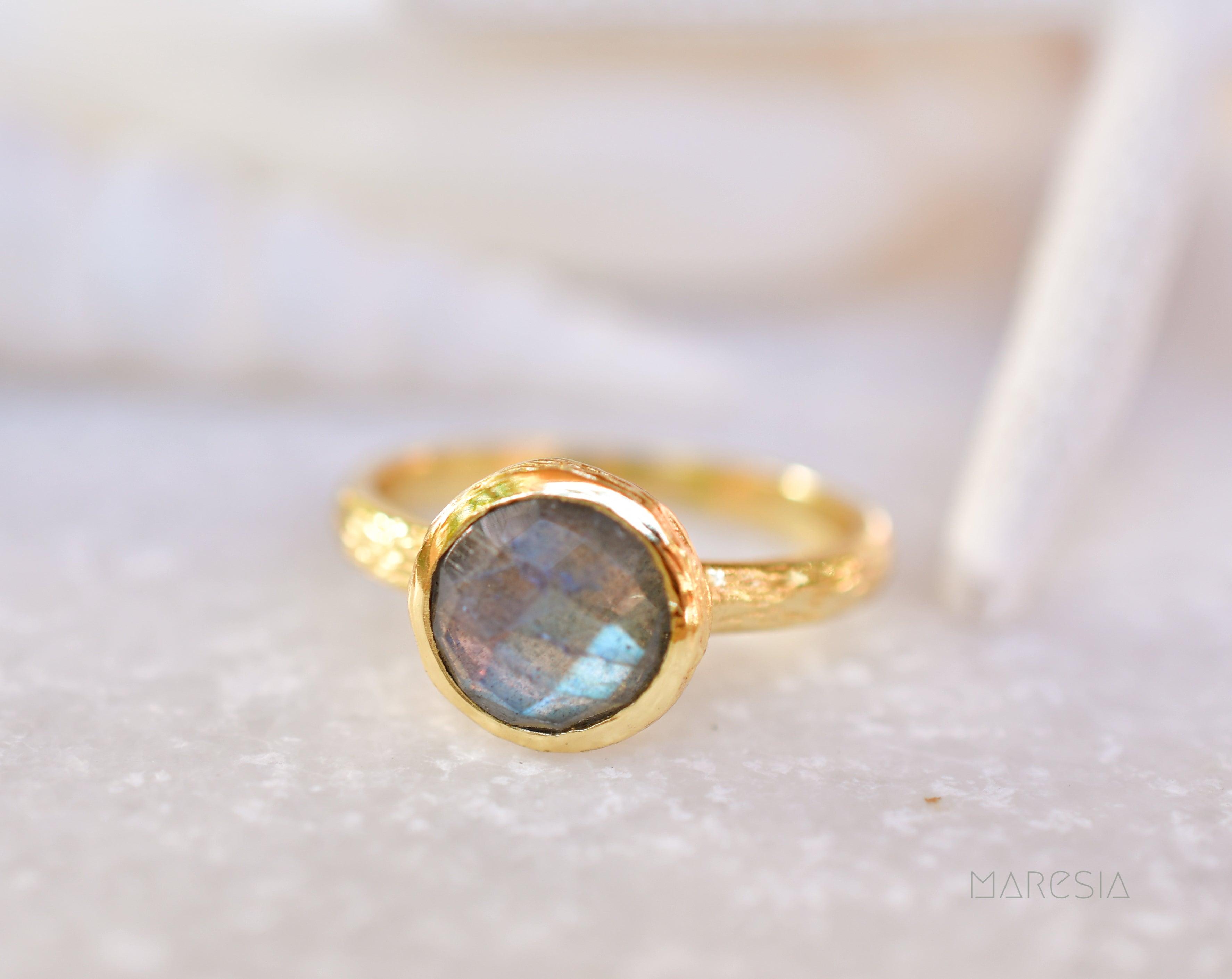 Renata Rainbow Labradorite Ring ~ 18k Gold Plated ~ SMR122 - Maresia Jewelry