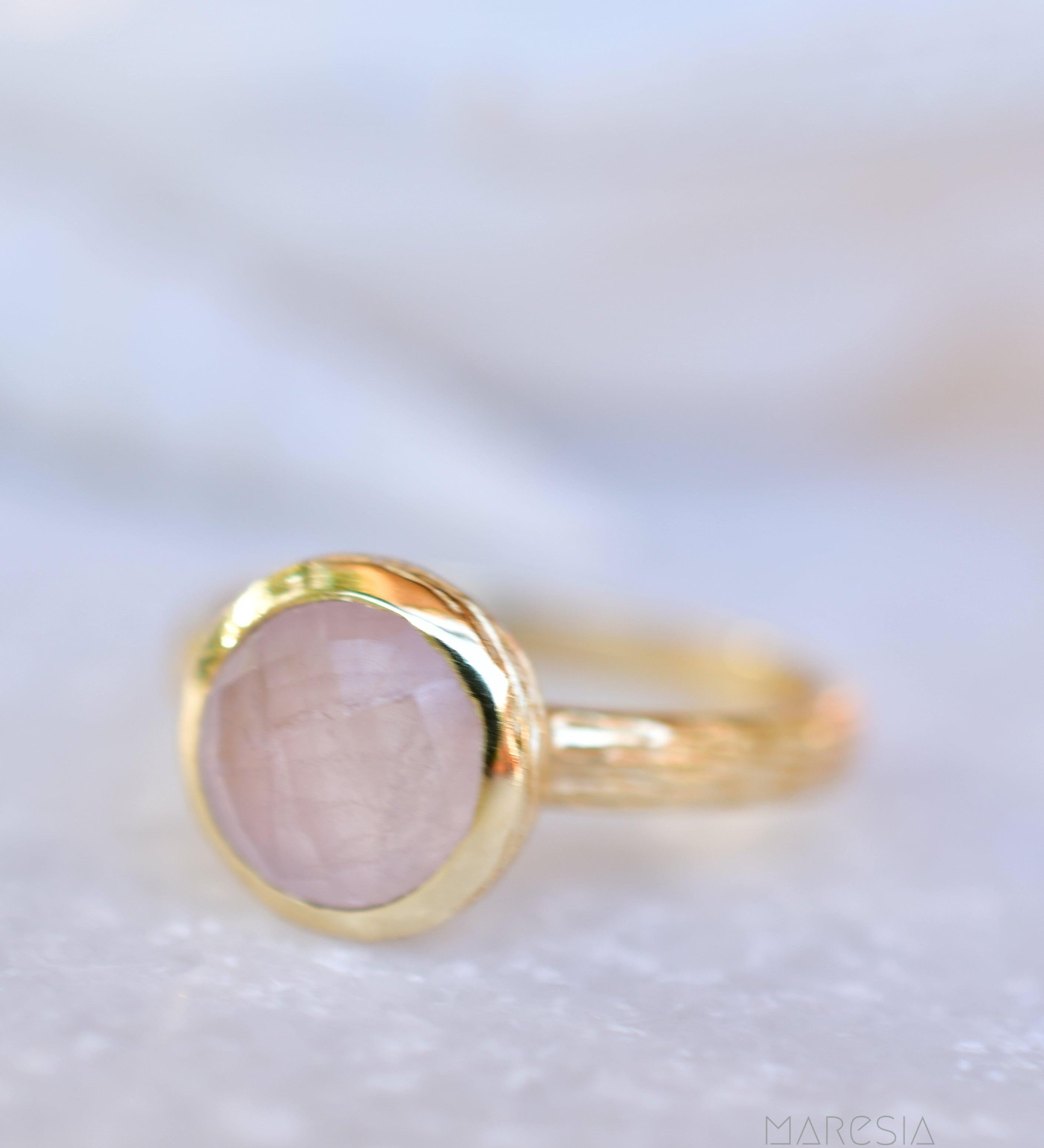 Renata Rose Quartz Gold Ring ~ 18k Gold Plated ~ SMR120 - Maresia Jewelry