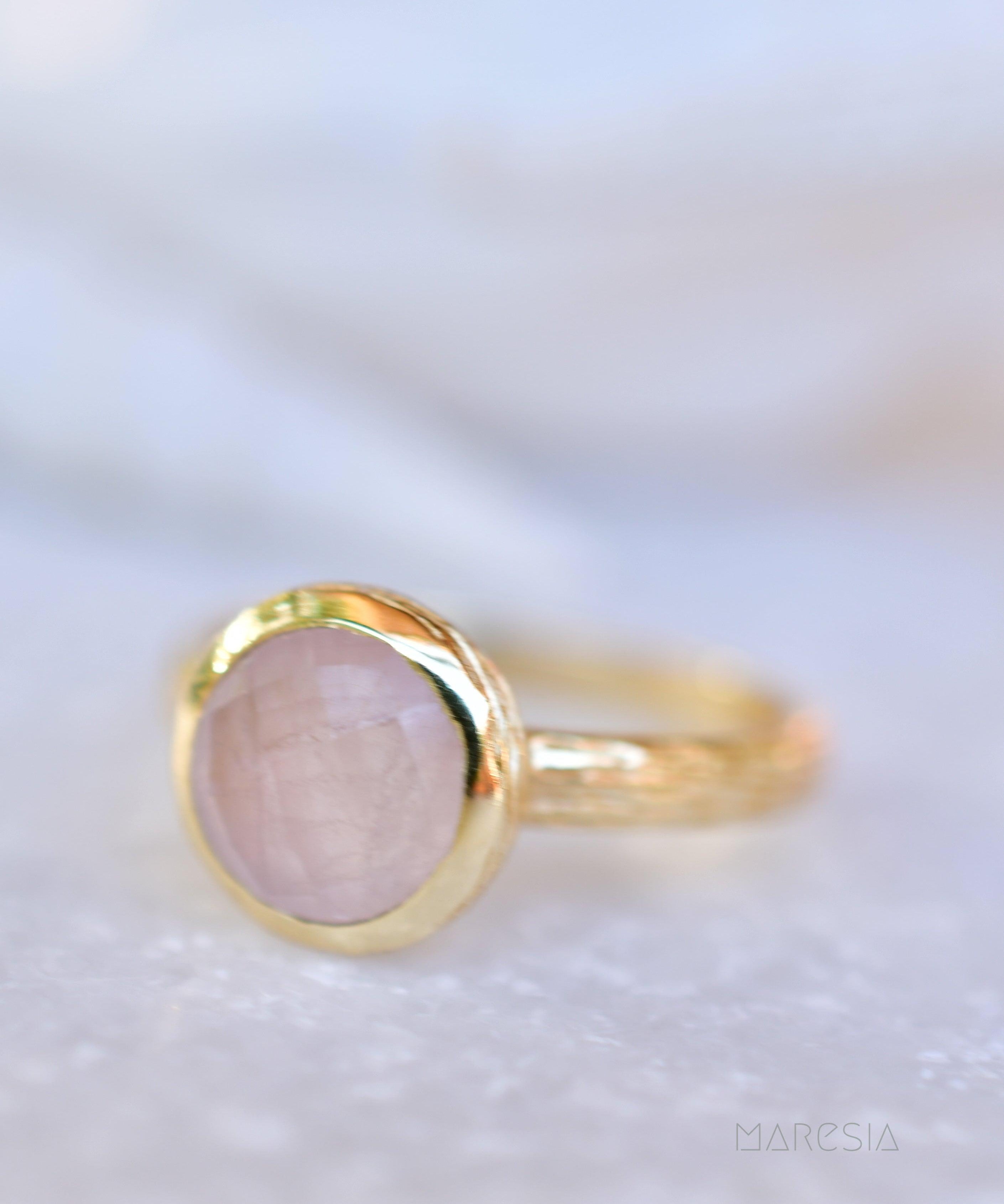 Renata Rose Quartz Gold Ring ~ 18k Gold Plated ~ SMR120 - Maresia Jewelry