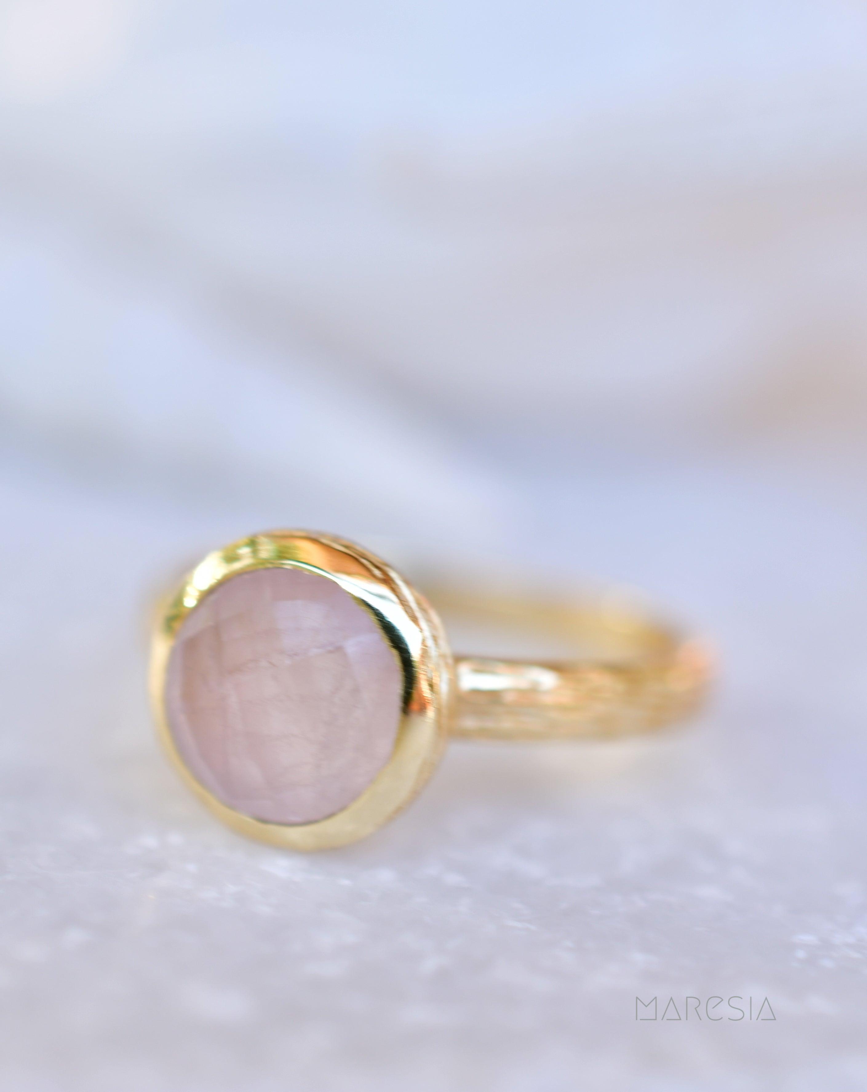 Renata Rose Quartz Gold Ring ~ 18k Gold Plated ~ SMR120 - Maresia Jewelry