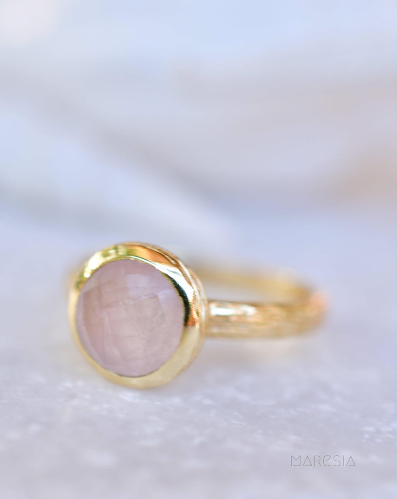 Renata Rose Quartz Gold Ring ~ 18k Gold Plated ~ SMR120 - Maresia Jewelry