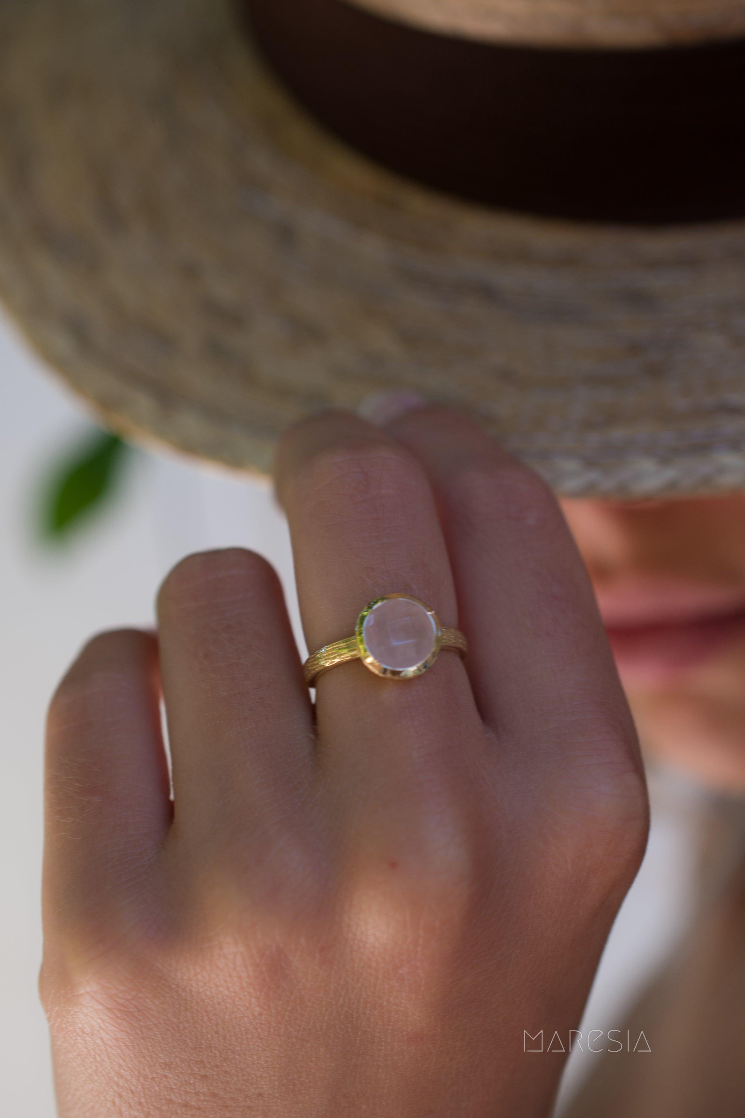 Rose Quartz Gold Ring ~ 18k Gold Plated ~ - Maresia Jewelry