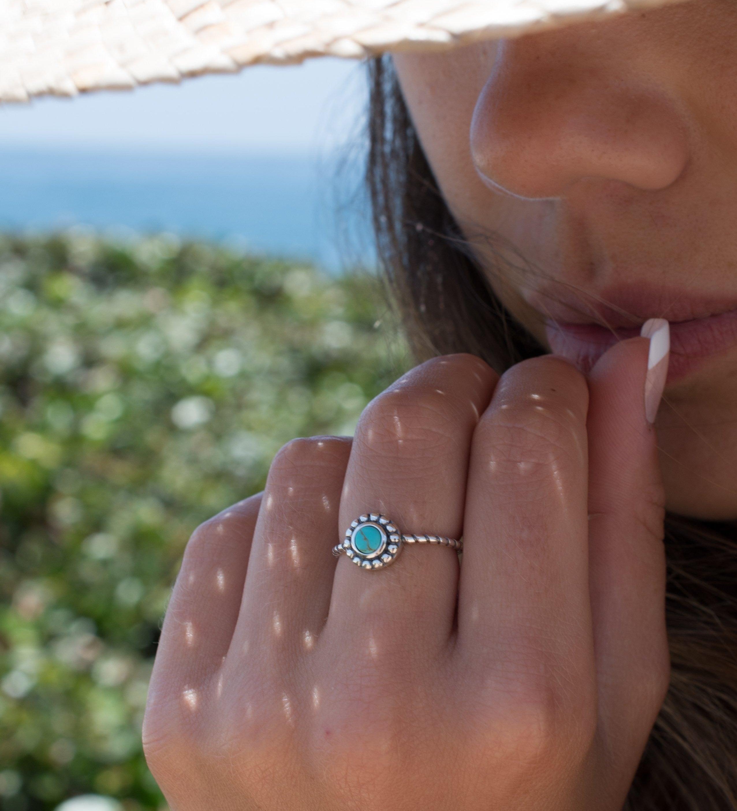 Rio Tavares Turquoise Ring ~ Sterling Silver 925~SMR023 - Maresia Jewelry