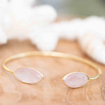 Rose quartz Adjustable Bracelet ~ Gold Plated 18k or Silver Plated ~ Handmade ~Statement~Bohemian ~Jewelry ~Gift For Her ~Gemstone MB040B