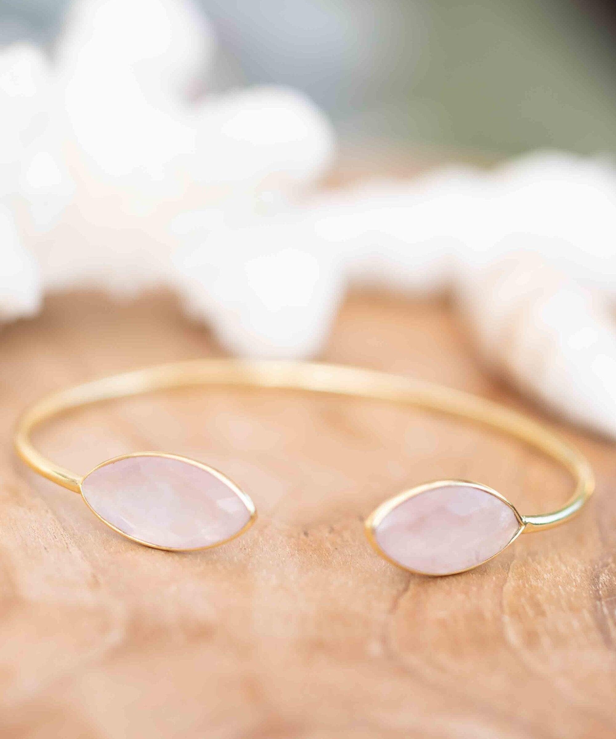 Rose quartz Adjustable Bracelet ~ Gold Plated 18k or Silver Plated ~ Handmade ~Statement~Bohemian ~Jewelry ~Gift For Her ~Gemstone MB040B