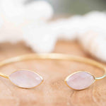 Rose quartz Adjustable Bracelet ~ Gold Plated 18k or Silver Plated ~ Handmade ~Statement~Bohemian ~Jewelry ~Gift For Her ~Gemstone MB040B