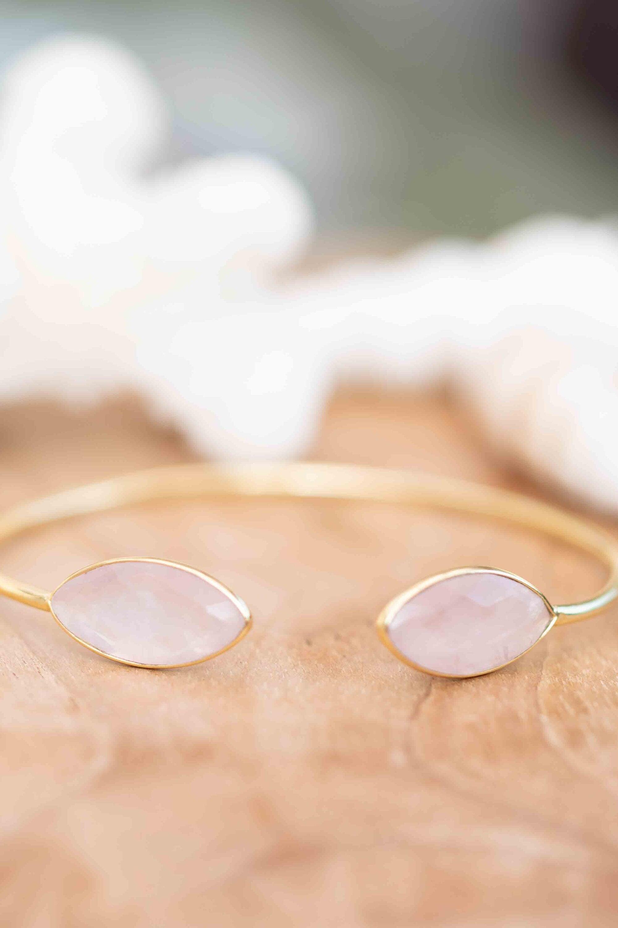 Rose quartz Adjustable Bracelet ~ Gold Plated 18k or Silver Plated ~ Handmade ~Statement~Bohemian ~Jewelry ~Gift For Her ~Gemstone MB040B