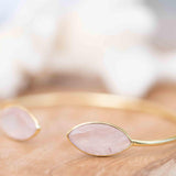 Rose quartz Adjustable Bracelet ~ Gold Plated 18k or Silver Plated ~ Handmade ~Statement~Bohemian ~Jewelry ~Gift For Her ~Gemstone MB040B