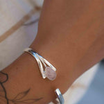 Rose Quartz Adjustable Bracelet ~ Sterling Silver 925 ~ Handmade ~ Statement ~Jewelry~ Minimalist ~ Genuine Stone ~ MB062