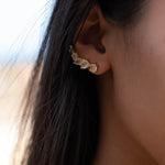 Rose Quartz Ear Climber Earrings ~ Stud ~ Jewelry ~ 18k Gold Plated ~ Natural ~ Minimalist Everyday ~ Gift for Her ~ Boho ~ Hippie ~ ME153