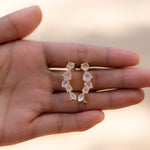 Rose Quartz Ear Climber Earrings ~ Stud ~ Jewelry ~ 18k Gold Plated ~ Natural ~ Minimalist Everyday ~ Gift for Her ~ Boho ~ Hippie ~ ME153