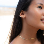 Rose Quartz Ear Climber Earrings ~ Stud ~ Jewelry ~ 18k Gold Plated ~ Natural ~ Minimalist Everyday ~ Gift for Her ~ Boho ~ Hippie ~ ME153