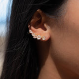 Rose Quartz Ear Climber Earrings ~ Stud ~ Jewelry ~ 18k Gold Plated ~ Natural ~ Minimalist Everyday ~ Gift for Her ~ Boho ~ Hippie ~ ME153