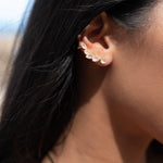 Rose Quartz Ear Climber Earrings ~ Stud ~ Jewelry ~ 18k Gold Plated ~ Natural ~ Minimalist Everyday ~ Gift for Her ~ Boho ~ Hippie ~ ME153