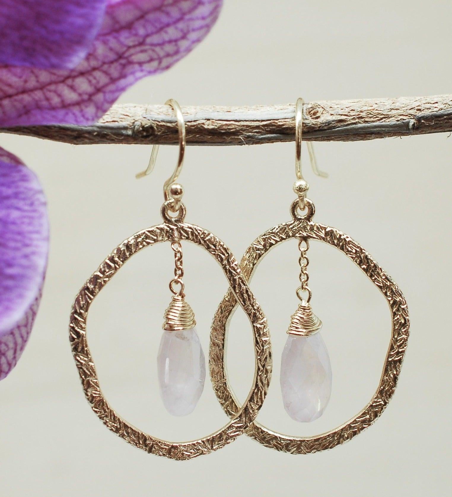 Rose Quartz Earrings ~18k Gold Plated~ ME021 - Maresia Jewelry