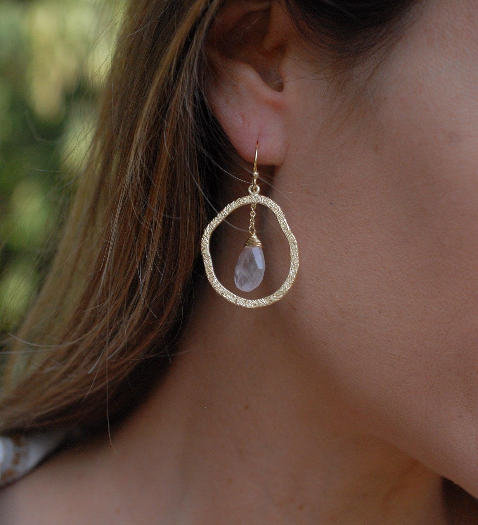 Rose Quartz Earrings ~18k Gold Plated~ ME021 - Maresia Jewelry