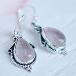 Rose Quartz Earrings ~ Dangle ~ Gemstone ~Sterling Silver 925 ~Handmade ~ Natural ~ Lightweight ~Love Stone ~ Jewelry ~ Boho ME016 - Maresia Jewelry