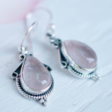 Rose Quartz Earrings ~ Dangle ~ Gemstone ~Sterling Silver 925 ~Handmade ~ Natural ~ Lightweight ~Love Stone ~ Jewelry ~ Boho ME016 - Maresia Jewelry