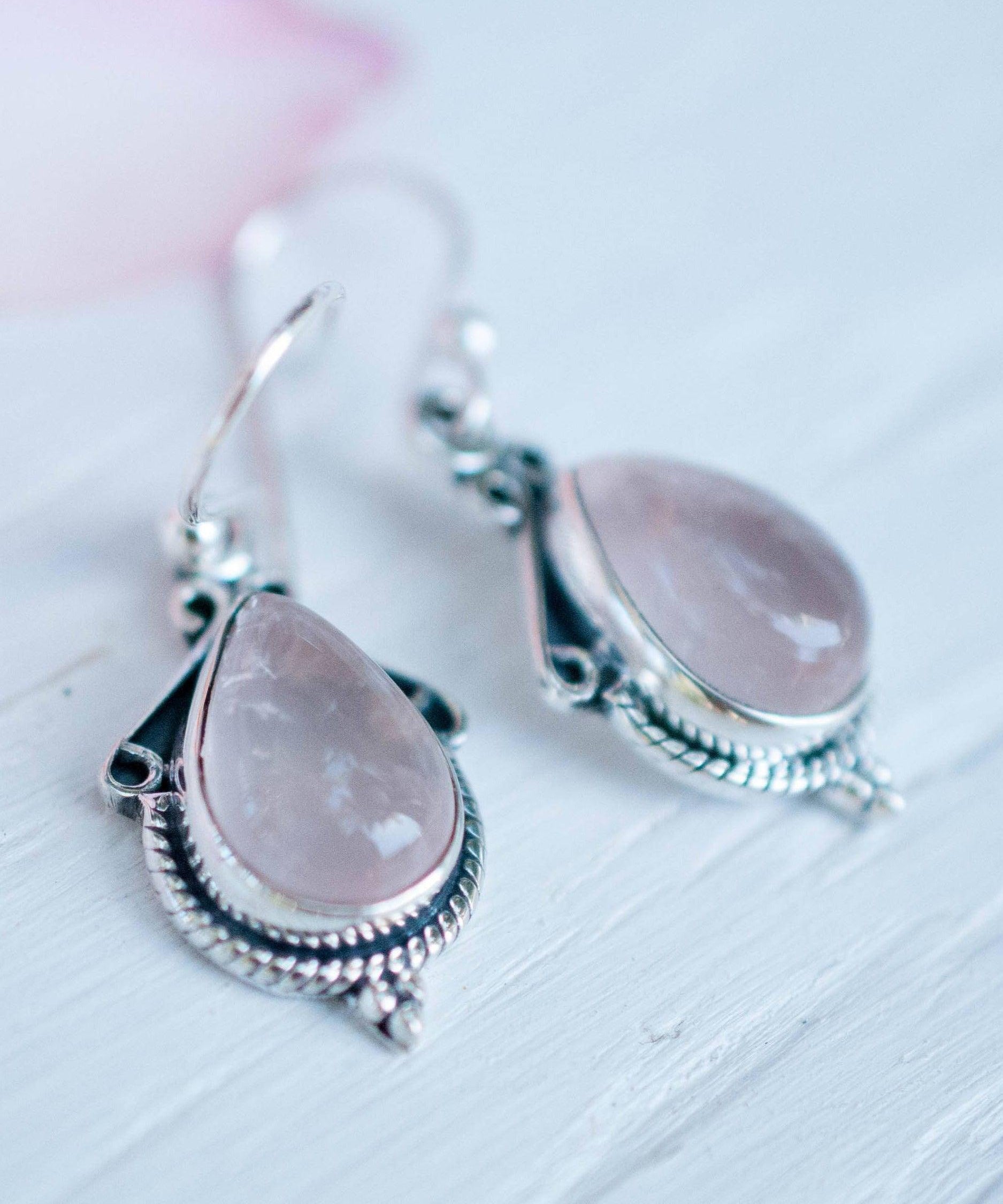 Rose Quartz Earrings ~ Dangle ~ Gemstone ~Sterling Silver 925 ~Handmade ~ Natural ~ Lightweight ~Love Stone ~ Jewelry ~ Boho ME016 - Maresia Jewelry