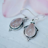 Rose Quartz Earrings ~ Dangle ~ Gemstone ~Sterling Silver 925 ~Handmade ~ Natural ~ Lightweight ~Love Stone ~ Jewelry ~ Boho ME016 - Maresia Jewelry