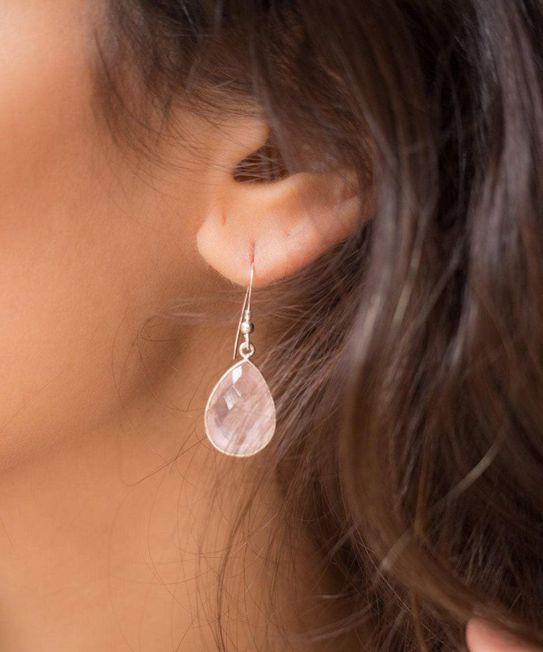 Rose Quartz Earrings  ~ Sterling Silver 925 ~ ME085 - Maresia Jewelry