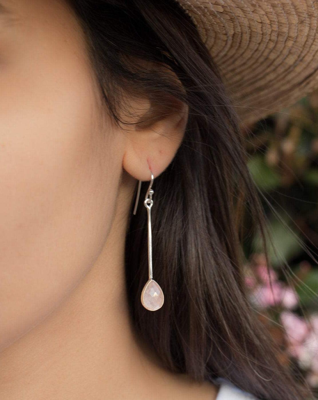 Rose Quartz Earrings ~Sterling Silver 925  ~ ME133 - Maresia Jewelry