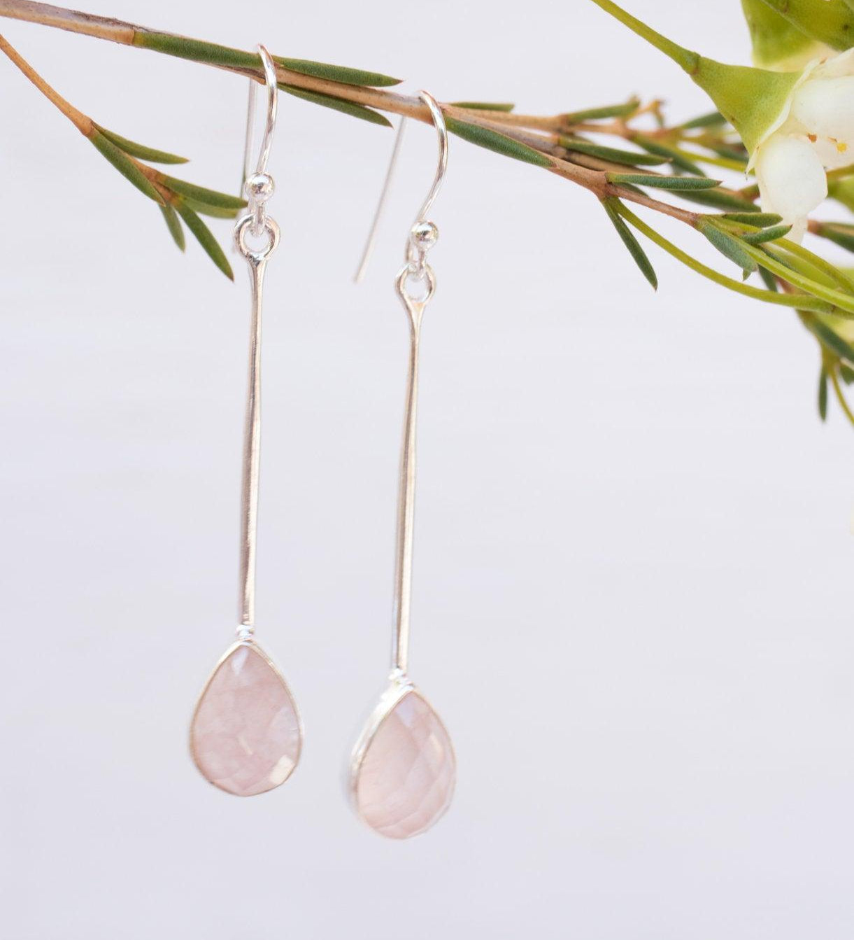Rose Quartz Earrings ~Sterling Silver 925  ~ ME133 - Maresia Jewelry