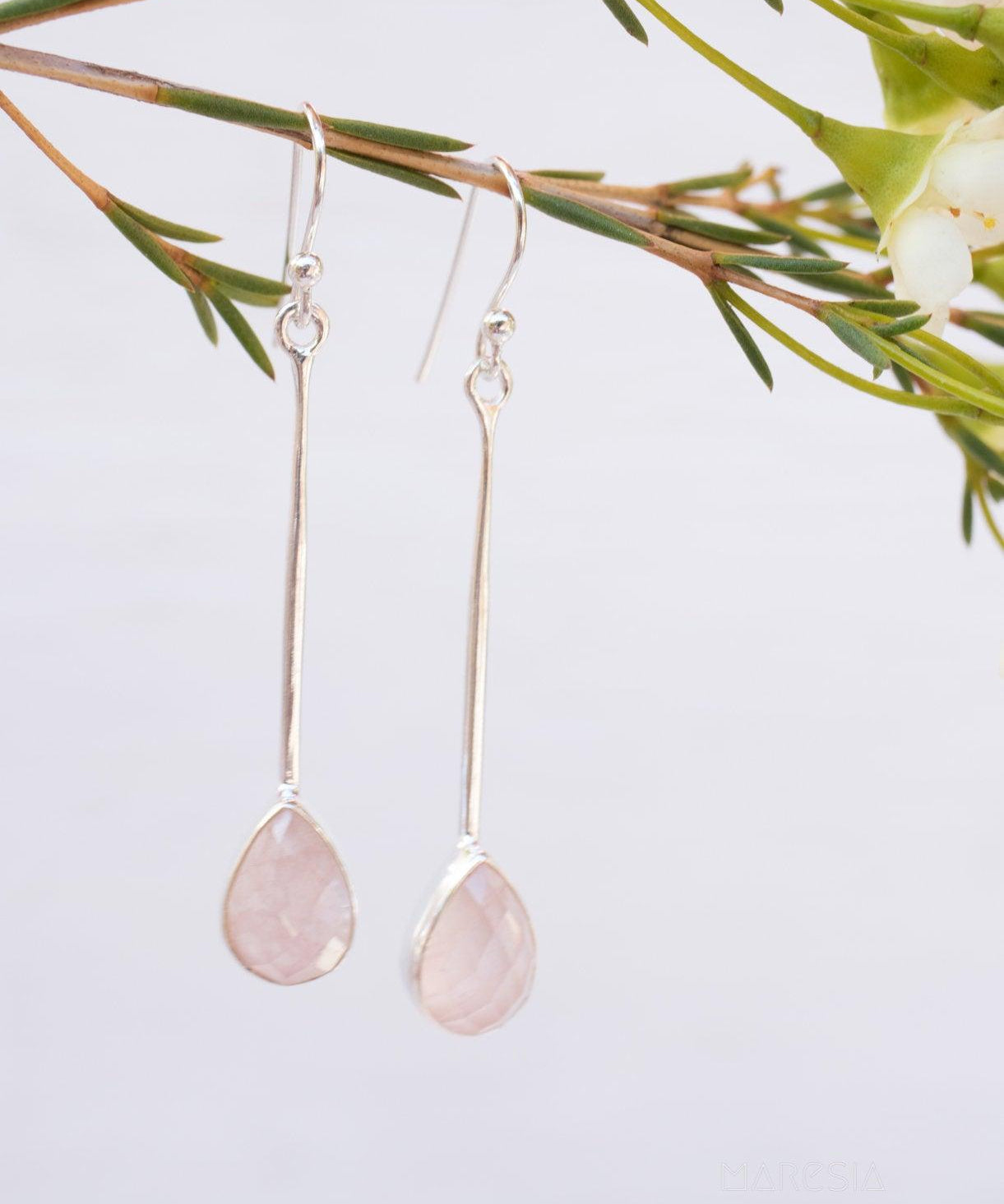 Rose Quartz Earrings ~Sterling Silver 925  ~ ME133 - Maresia Jewelry