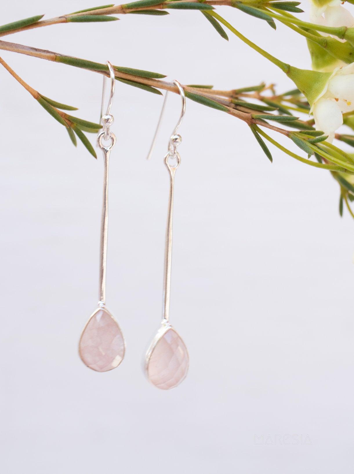 Rose Quartz Earrings ~Sterling Silver 925  ~ ME133 - Maresia Jewelry