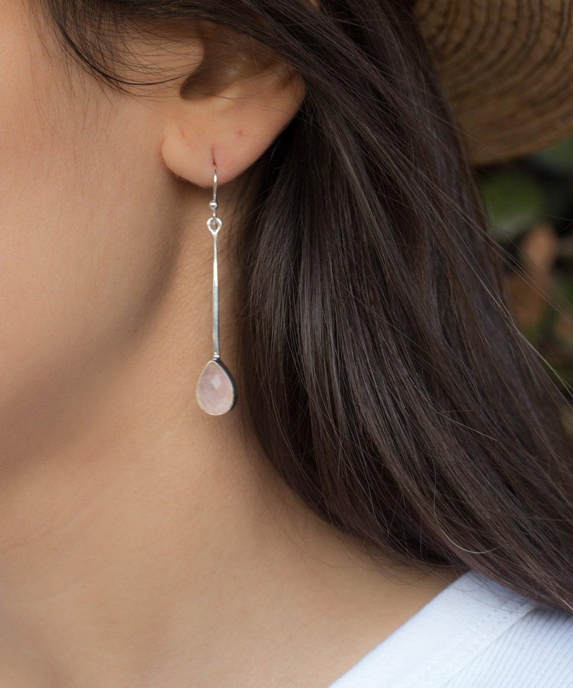 Rose Quartz Earrings ~Sterling Silver 925  ~ ME133 - Maresia Jewelry