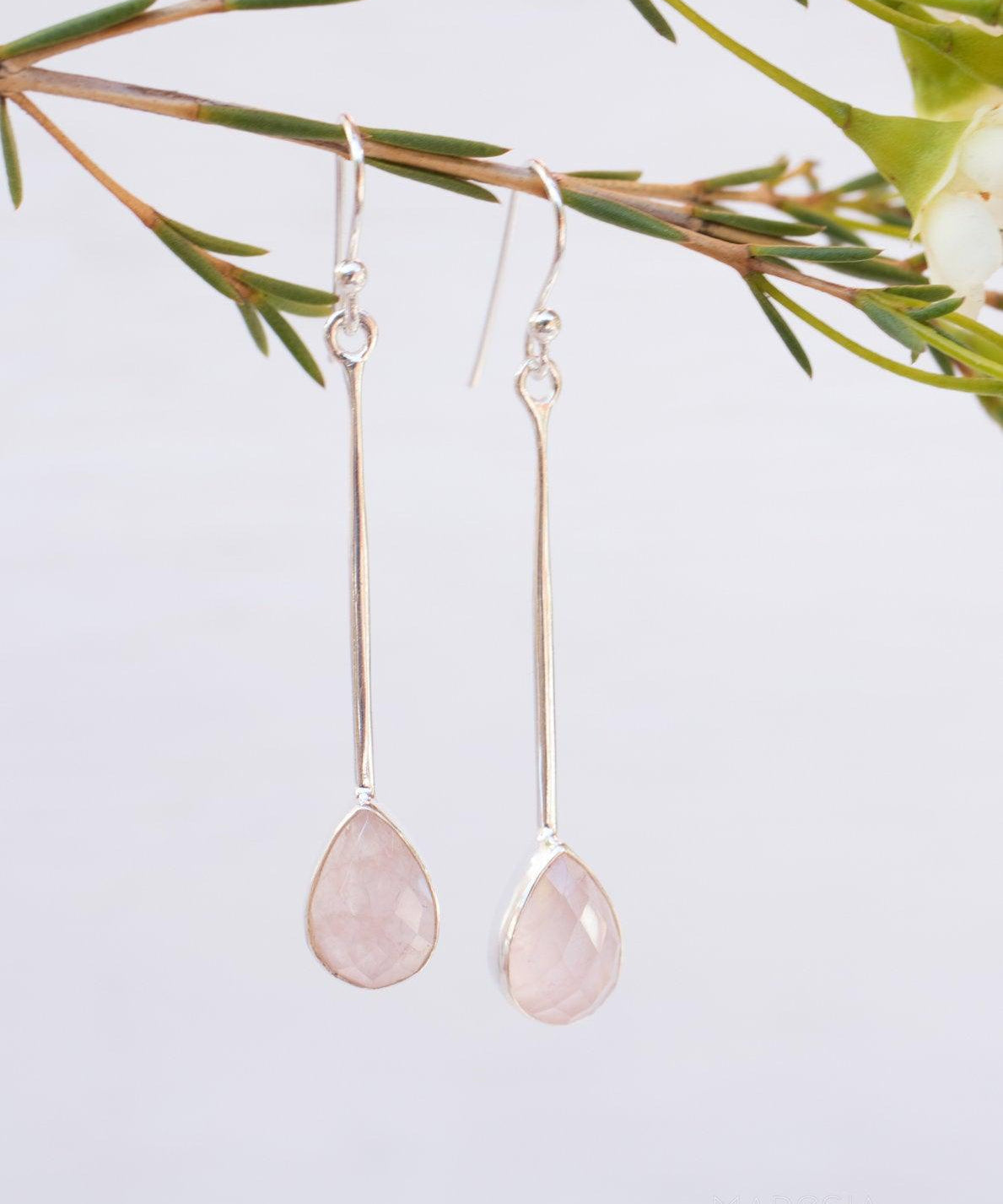 Rose Quartz Earrings ~Sterling Silver 925  ~ ME133 - Maresia Jewelry