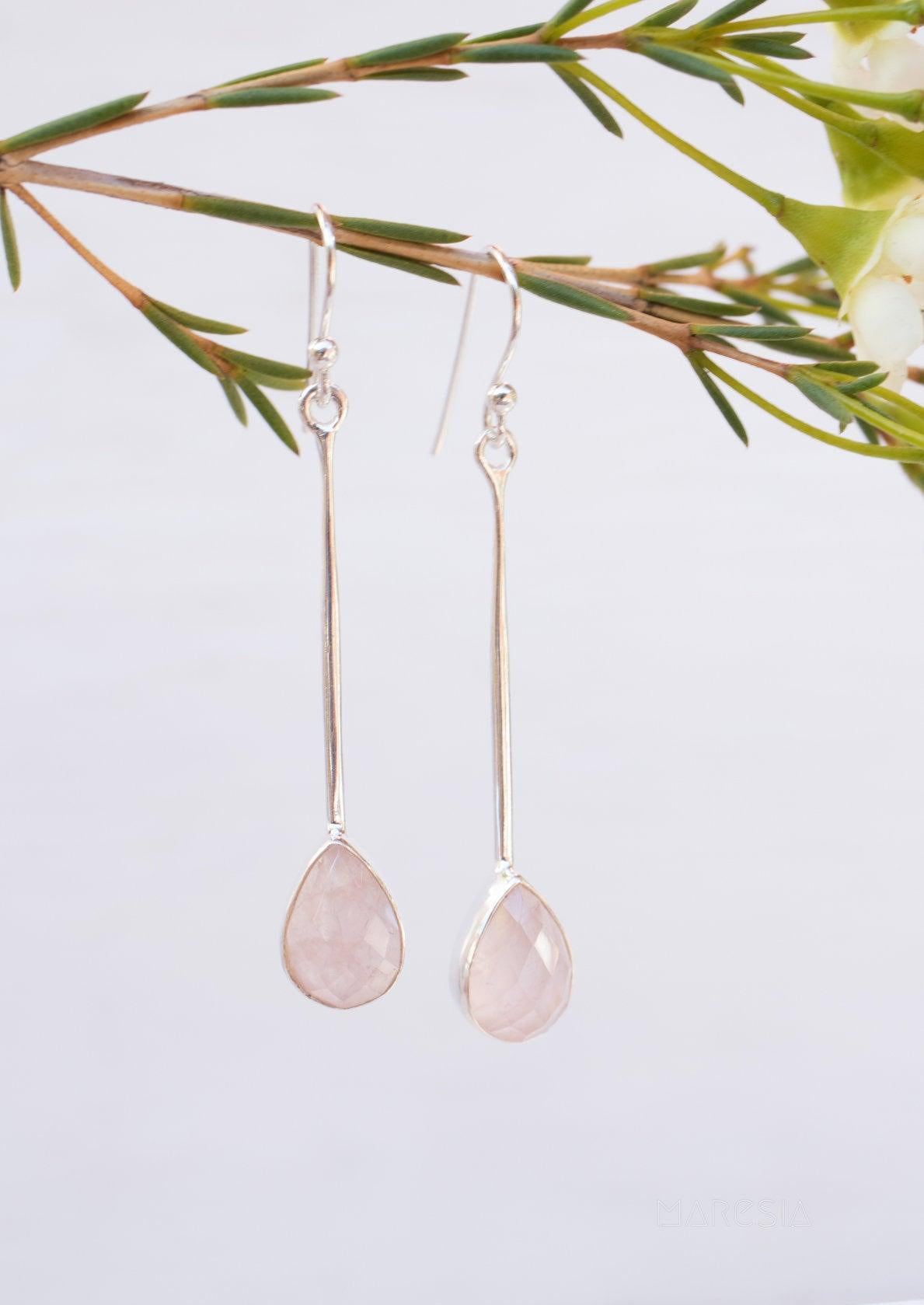 Rose Quartz Earrings ~Sterling Silver 925  ~ ME133 - Maresia Jewelry