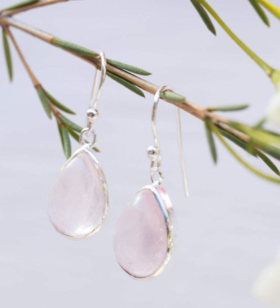 Rose Quartz Earrings ~ Sterling Silver 925  ~ ME138 - Maresia Jewelry