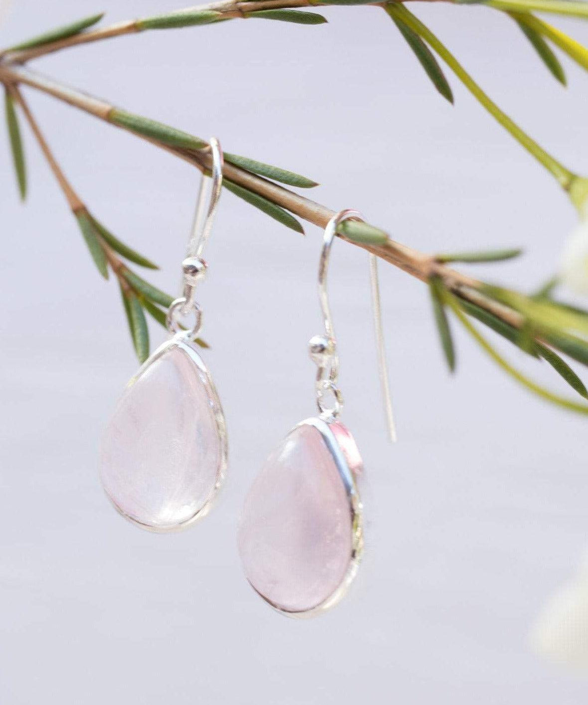 Rose Quartz Earrings ~ Sterling Silver 925  ~ ME138 - Maresia Jewelry