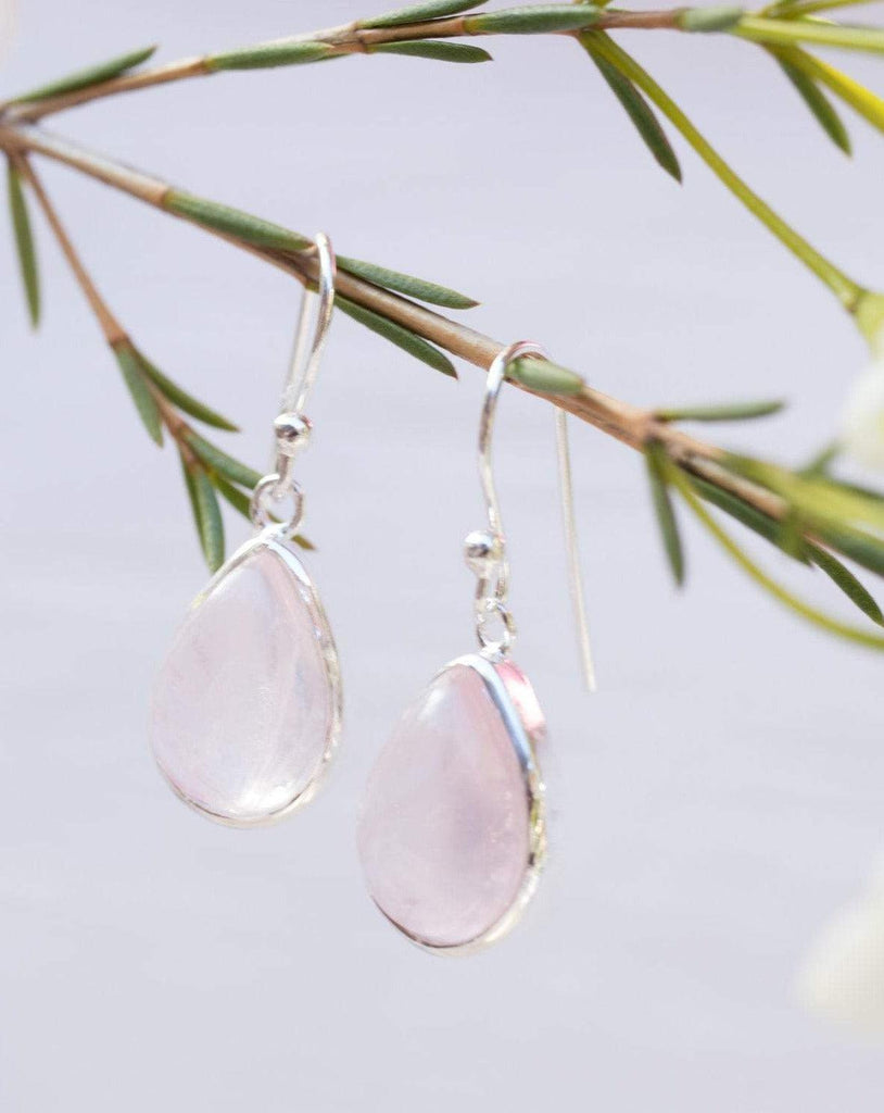 Rose Quartz Earrings ~ Sterling Silver 925  ~ ME138 - Maresia Jewelry