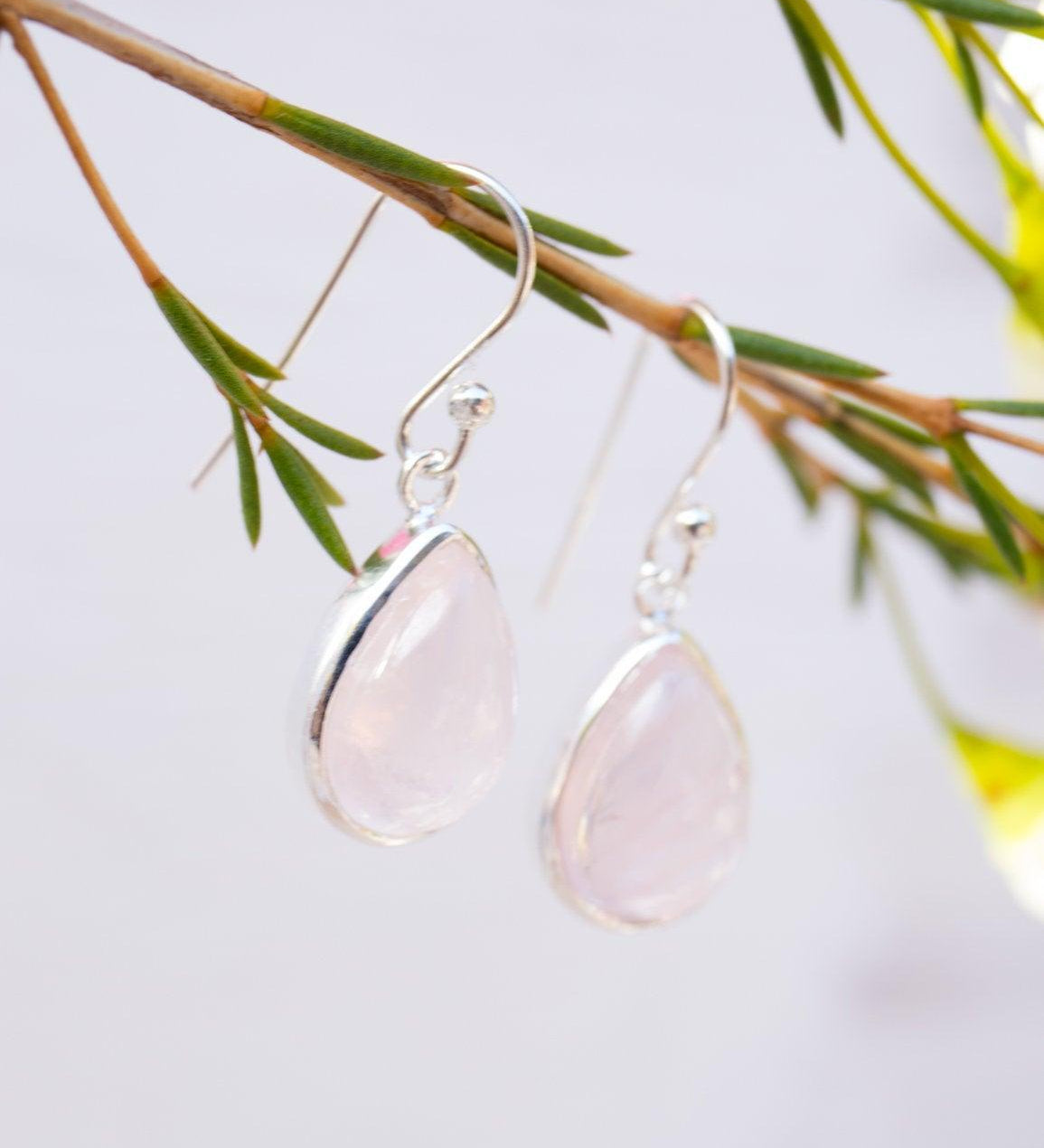 Rose Quartz Earrings ~ Sterling Silver 925  ~ ME138 - Maresia Jewelry