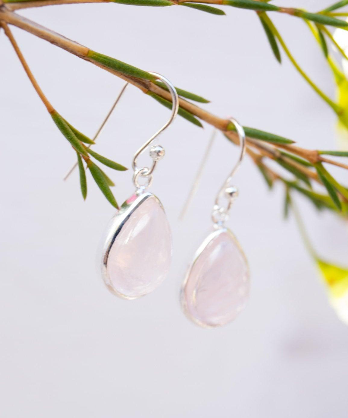 Rose Quartz Earrings ~ Sterling Silver 925  ~ ME138 - Maresia Jewelry