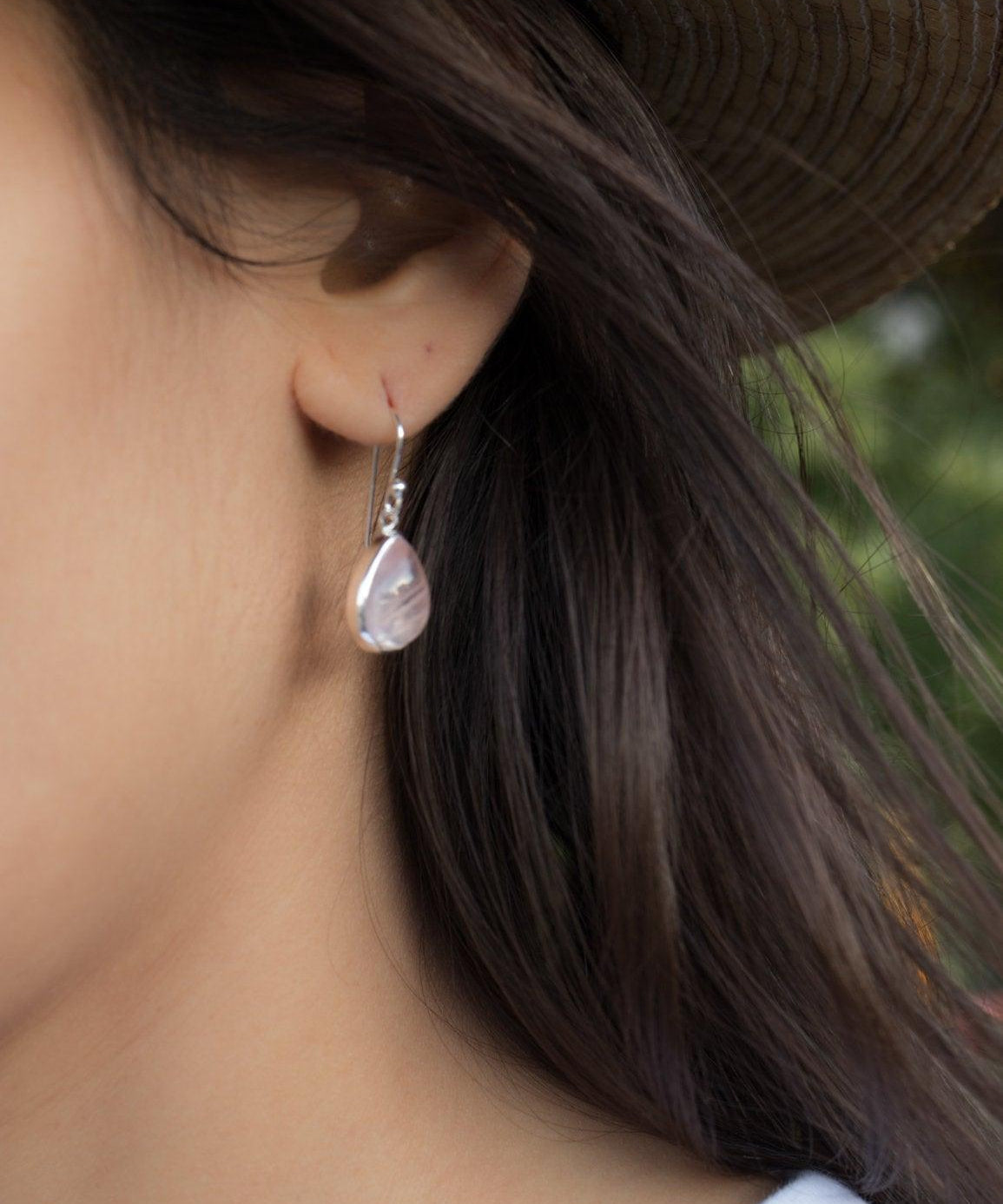 Rose Quartz Earrings ~ Sterling Silver 925  ~ ME138 - Maresia Jewelry