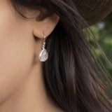 Rose Quartz Earrings ~ Sterling Silver 925  ~ ME138 - Maresia Jewelry