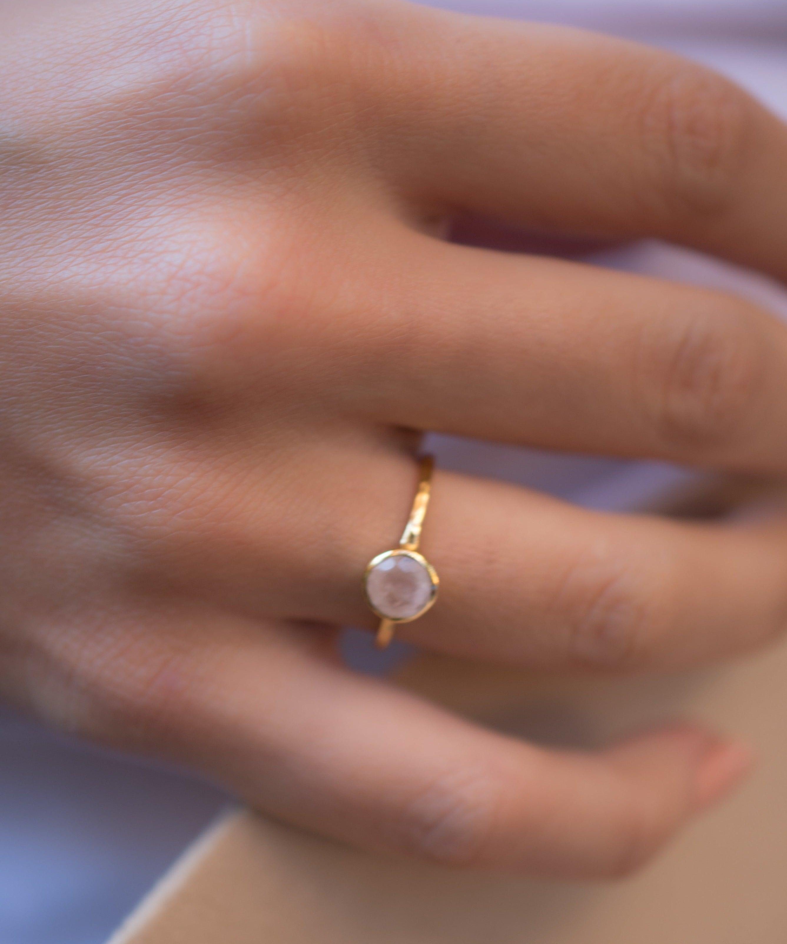 Rose Quartz Gold Ring ~ 18k Gold Plated ~ MR214 - Maresia Jewelry