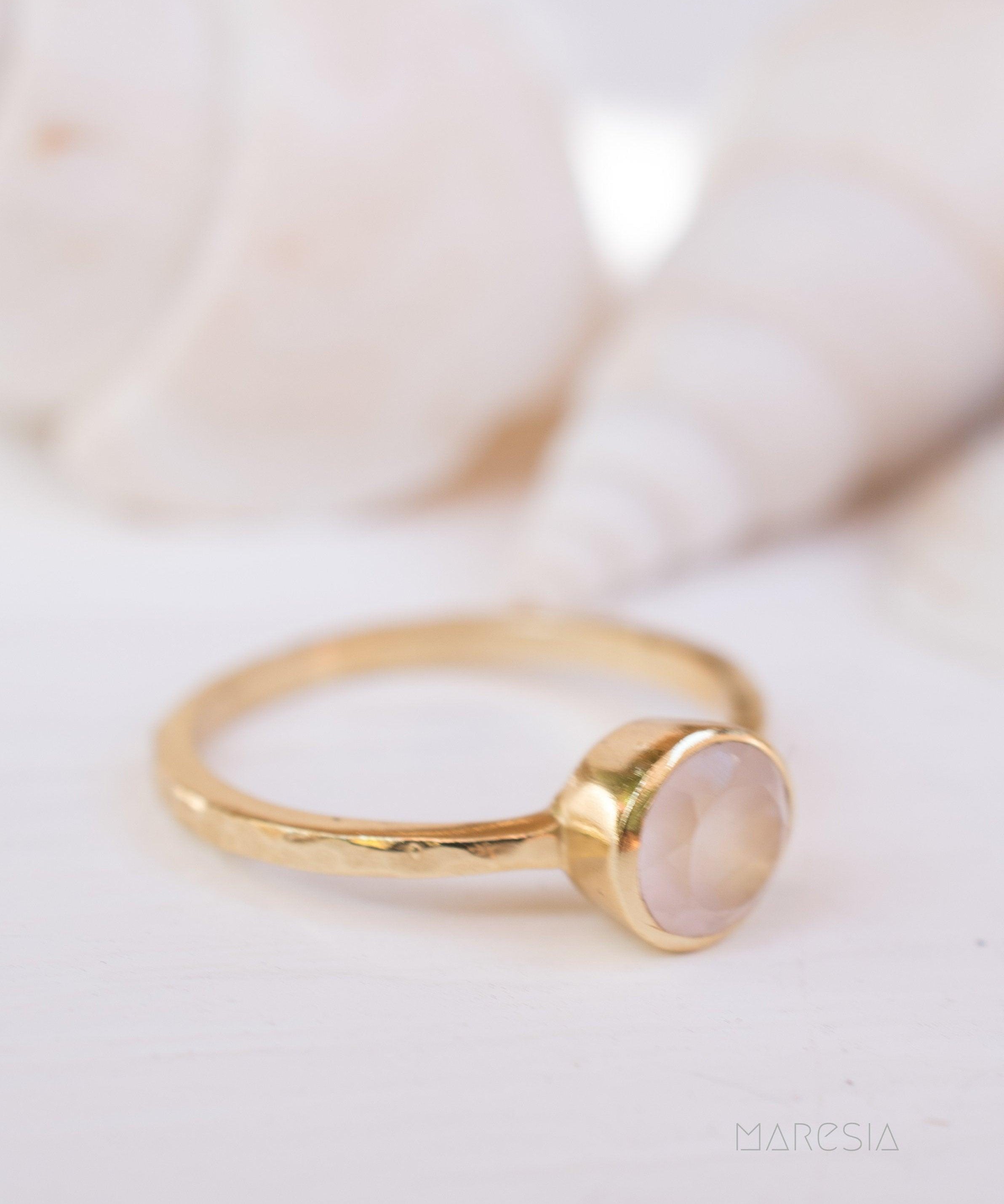 Rose Quartz Gold Ring ~ 18k Gold Plated ~ MR214 - Maresia Jewelry