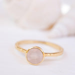 Rose Quartz Gold Ring ~ 18k Gold Plated ~ MR214 - Maresia Jewelry